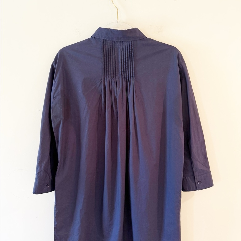 Vilagallo Navy Blue Embroidered Sequin Novelty Cotton Shirt Dress - Picture 5 of 10